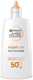 GARNIER Ambre Solaire - Super UV Fluide FPS 50 - Contre les UVA, UVB & UVA - Combat Les Imperfections - Enrichi En Niacinamide, Acide Salicylique, Zinc PCA - Visage - Tous Types de Peaux - 40 ml - Image 1