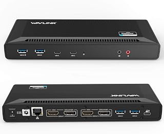 WAVLINK Station d'accueil 5k/Dual 4k, 2X(HDMI+Displayport), 4xUSB3.0, 2xUSB-C, hôte chargeant jusqu'à 65W, Gigabit Ethernet, Audio&Mic, Compatible avec Mac OS et Windows - Image 1
