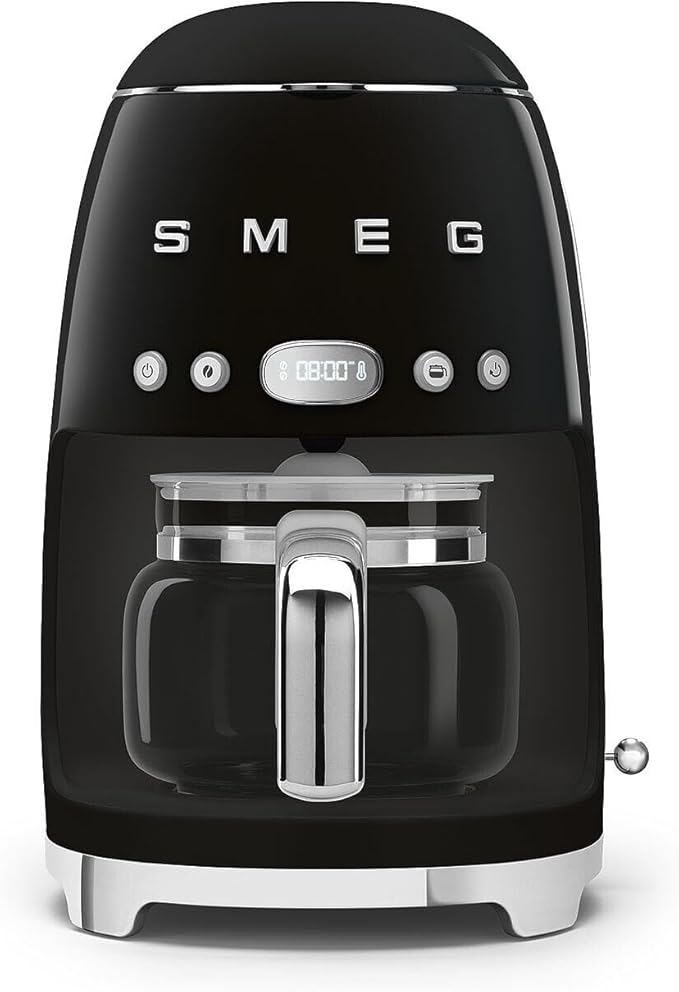 Smeg, DCF02BLEU Filter Coffee Maker, Aroma and Autostart Function, Glass Jug Up to 12 Cups, 2 Levels of Intensity, Keep Warm Mode, 1050 W, Black - Image 1