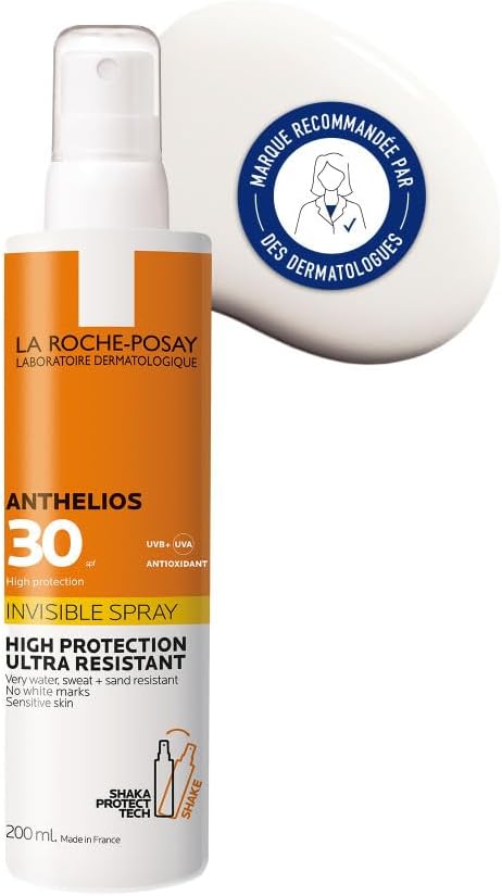 La Roche-Posay, Anthelios, Crème Solaire Invisible Haute Protection SPF30, Visage et Corps, Peaux Sensibles et Intolérantes, Fini Invisible et Non Gras, Format Spray, 200 ml - Image 1