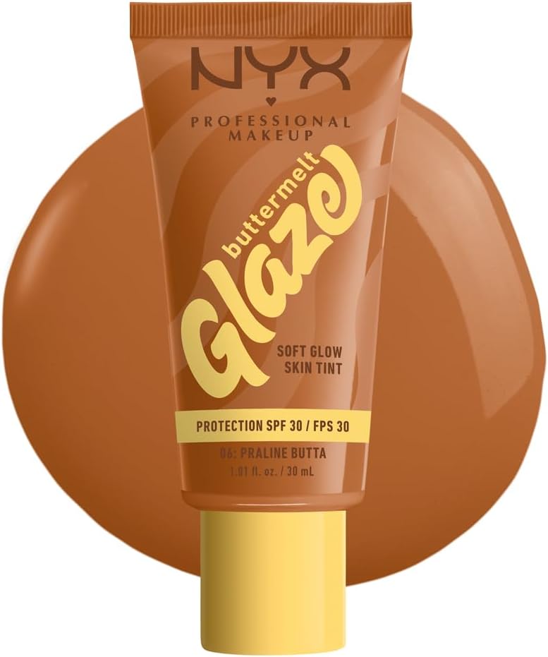 NYX Professional Makeup - Moisturizing Foundation SPF30 - Long-lasting for up to 12 hours - 93% Care Ingredients - Vegan Formula - Buttermelt Glaze Tint - Shade : Praline Butta - 30 ml - Image 1