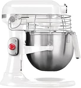KitchenAid Professional - 325 W Stand Mixer 5KSM7990XBWH, White, 6.9 L, 10 Speed, Planetary Mix; Stainless Steel Whisk, Flat Beater, Kneading Hook and Protective Grate, CB575