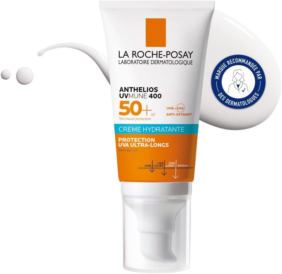 La Roche-Posay - Anthelios UVMune 400 - Crème Solaire SPF 50 - Enrichi en Glycérine - Protection Solaire Contre les UVA/UVB - Soin Visage avec Texture Hydratante Sans Trace Blanche - Sans Parfum - Image 1
