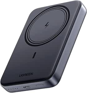 UGREEN Nexode External Battery 10000mAh 20W Compatible with MagSafe iPhone 17 16 15 14 13 12 Air Plus Pro Max Power Bank Induction USB C Fast Charging Portable Magnetic Wireless Charger (Black)