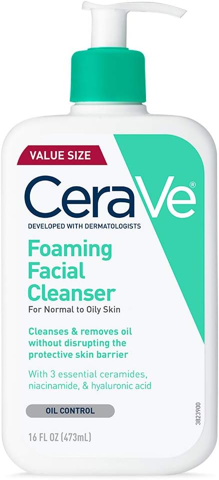 Cerave Nettoyant moussant de visage pour un lavage quotidien du visage Pour Peaux Normales à Grasses 453,6 g - Image 1