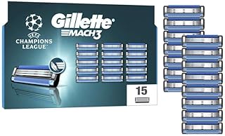 Gillette Mach3 Recharges De Lames De Rasoir Pour Homme, Rasoirs À 3 Lames 15 Recharges De Lames, Lames Plus Résistantes Que L’Acier - Image 1