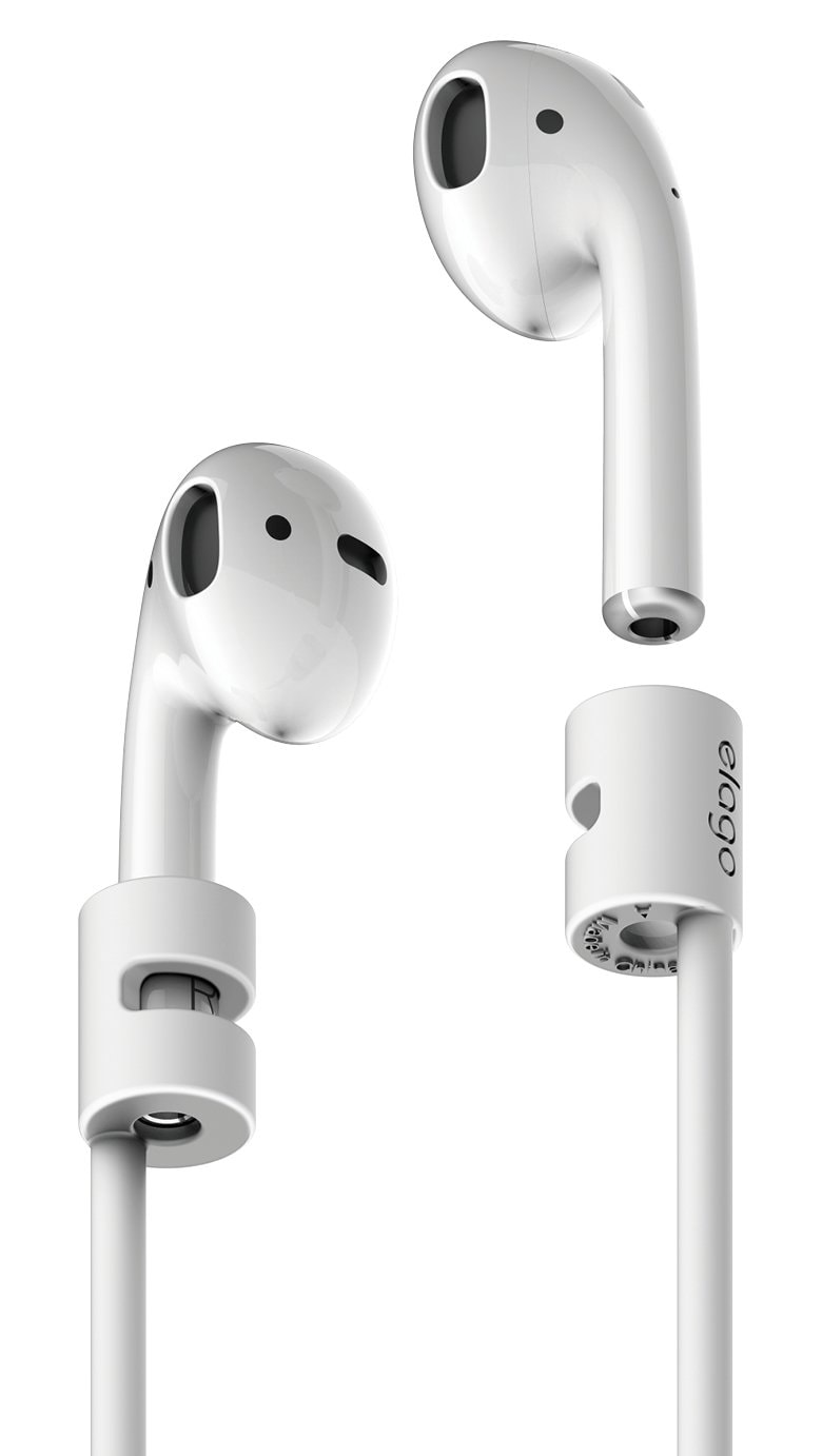 elago Silicone Strap AirPods Strap Anti-Lost Compatible with Apple AirPods 1 and 2 - Made of Smooth Silicone, 45 cm, Perfect for Sports, Leisure (White) - Image 1