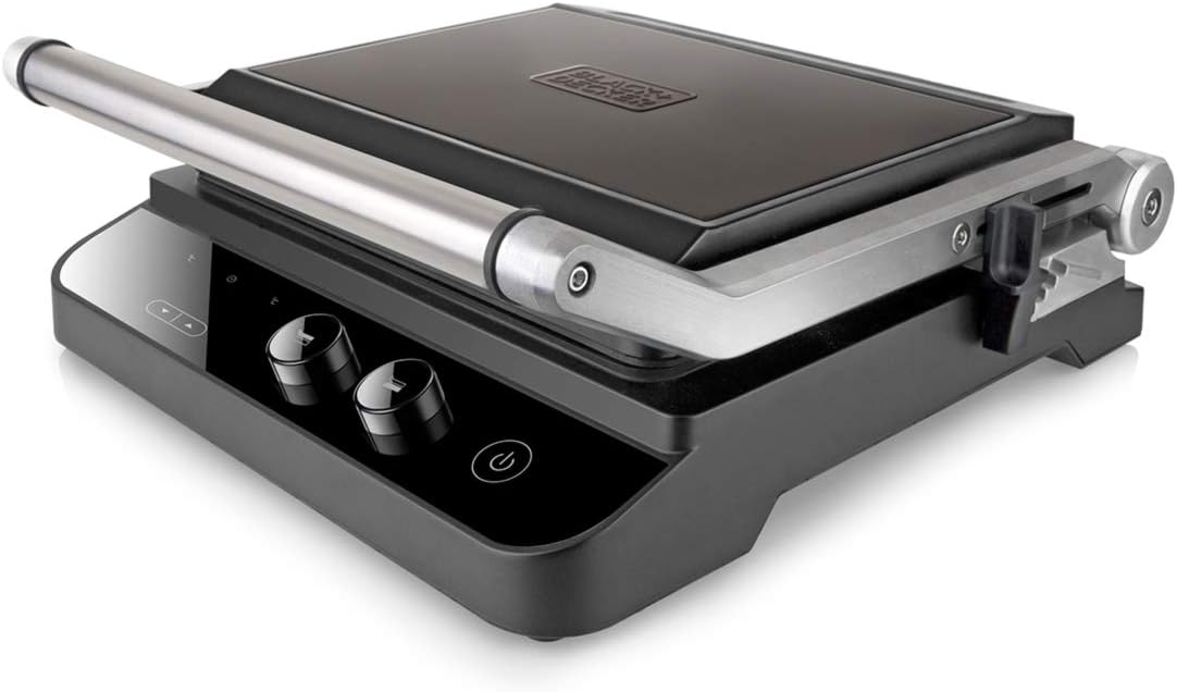 Black and Decker - Grill électrique 2 en 1 2000W, Plaque chauffante et grill, Ouverture à 180º, Contrôle de la température et du temps de cuisson, Écran LCD - Image 1