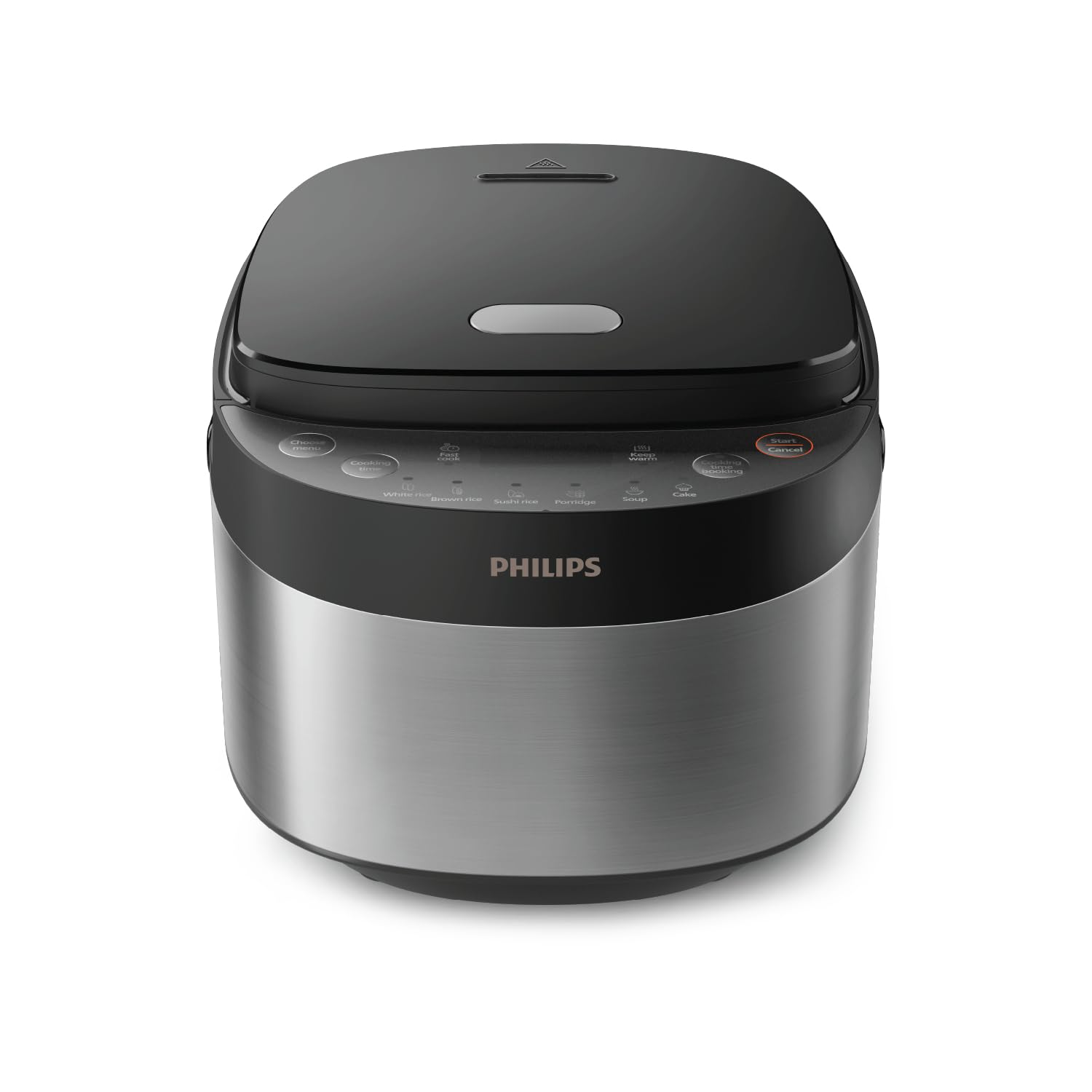 Philips 3000 Series Rice Cooker - Compact 0.85 L, 8 Automatic Menus, 4-Layer Non-Stick, Quick Cook in 30 Minutes, Black and Silver Design (HD3093/80) - Image 1