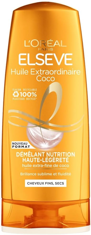 L'ORÉAL PARIS - Detangling Nutrition High Lightness - Fine and Dry Hair - Shiny Hair - Extra Fine Coconut Oil - Elseve Extraordinary Oil - 250 ml - Image 1