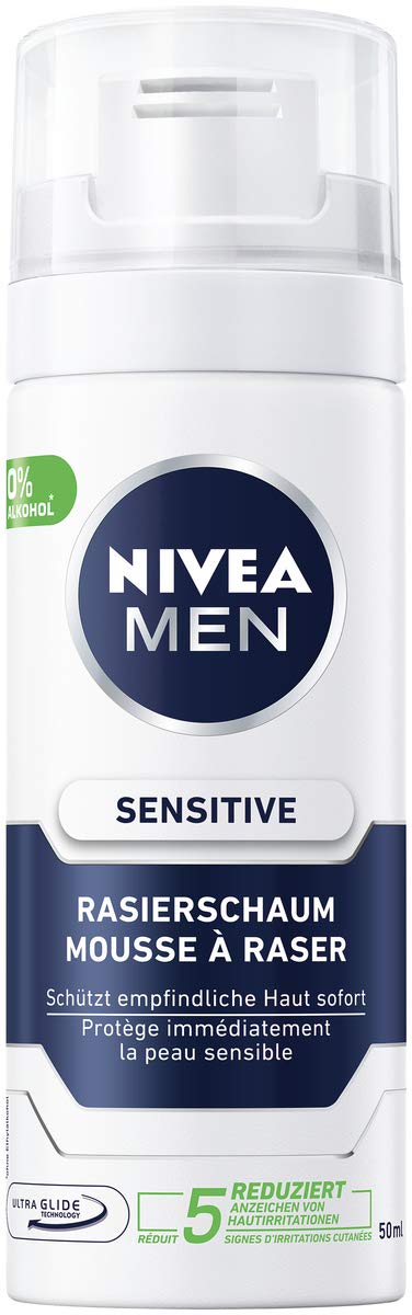 Nivea Men Sensitive Shaving Foam 50 ml Handy Size for Men - Pack of 1, Foam - Image 1