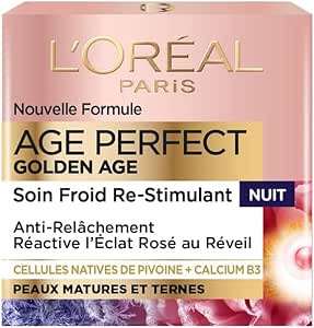 L'Oreal Paris Age Perfect Golden Age – Re-Stimulating Rose Night Cream – Anti-Sagging & Radiance Night Cream – Enriched with Peony Native Cells and Calcium/Vitamin B3 – 50 ml - Image 1