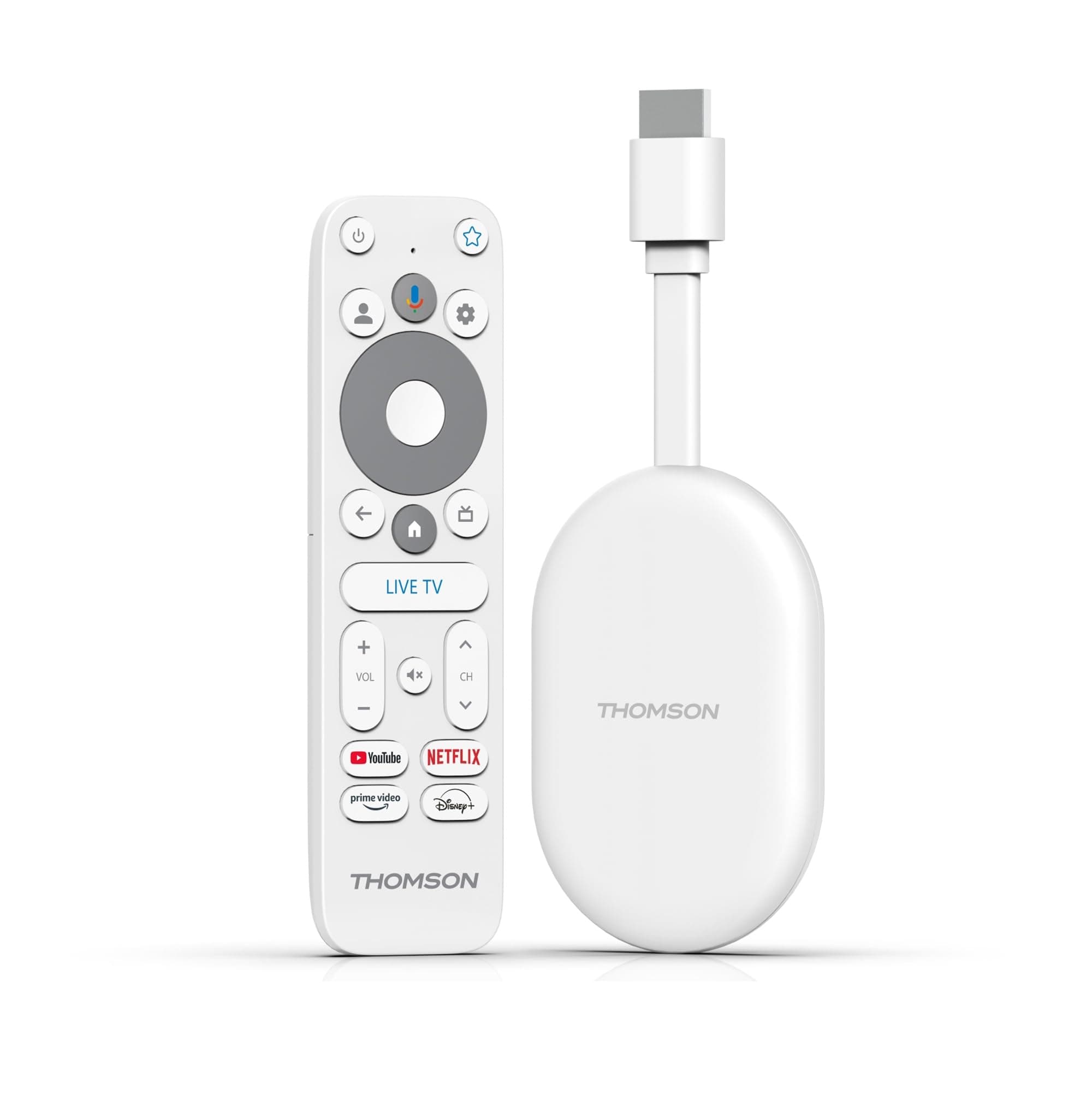 THOMSON Go Cast 150, Google TV, 4K UHD, Streaming Dongle, Voice Control, Google Cast, Dolby Atmos, Dolby Digital Plus, Wi-FI, Power Supply, 2 GB RAM, 8 GB Storage