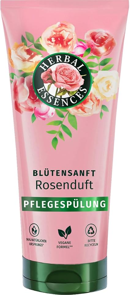 Herbal Essences Gentle Flower Conditioner Rose Fragrance 250ml From Dull Hair to Silky Shiny Hair With Rose Essence Natural Ingredients Vegan - Image 1