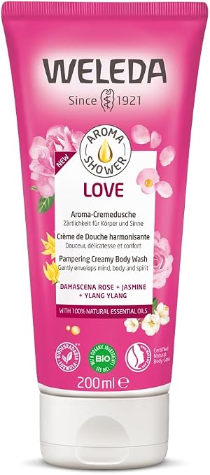 WELEDA - Aroma Shower Love - Harmonizing shower cream to gently cleanse the skin - Formula 100% natural origin - All skin types - NATRUE* - Vegan*** - 200 ml - Image 1