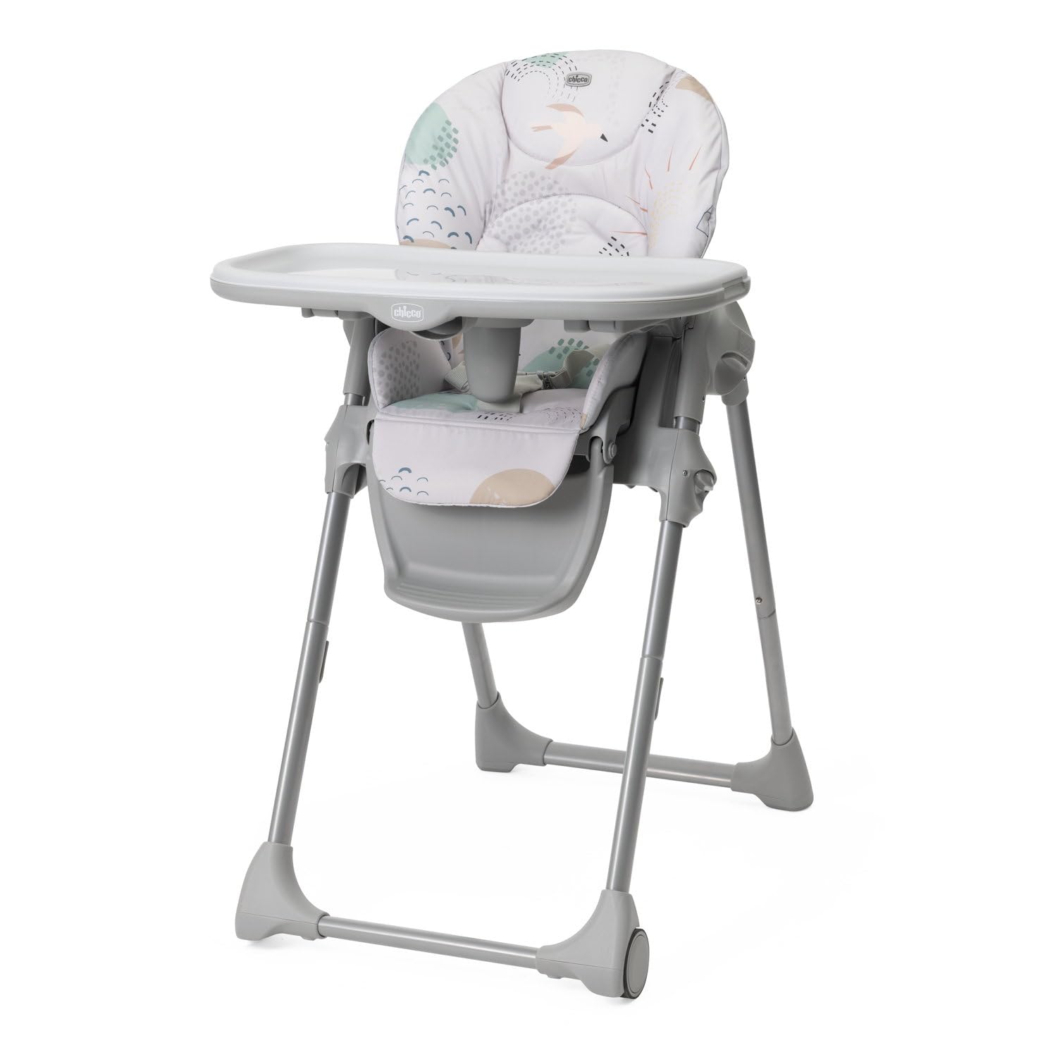 Chicco Polly Easy High Chair for 6-36 Months, Adjustable Height and Reclining Highchair, 4 Wheels, Compact Closure, Removable Tray and Adjustable Footrest, 6-36 M - Image 1