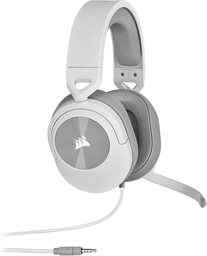 CORSAIR HS55 STEREO Lightweight Wired Gaming Headset - Omnidirectional Microphone, Neodymium Speakers, iCUE Compatible - PC, Mac, Xbox, Nintendo Switch, Mobile - White - Image 1