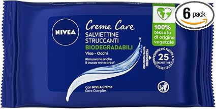 NIVEA Creme Care Facial Makeup Remover Salviettes - 25 Salviettes Makeup Remover Waterproof - Image 1
