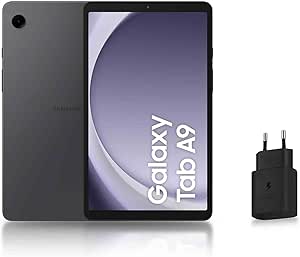 Samsung Galaxy Tab A9 Android Tablet, 128GB Storage, Large 8.7" Screen, WiFi, Rich Sound, Anthracite, with 25W Fast Mains Charger Included (French Version) - Image 1