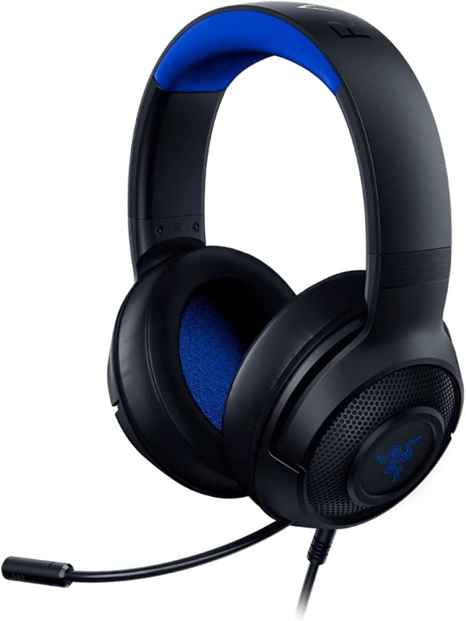 Razer Kraken X for Console - Casque de jeu (Casque de jeu ultra léger pour PC, Mac, Xbox One, PS4 et Switch, rembourrage du bandeau, son surround 7.1) Noir-Bleu - Image 1