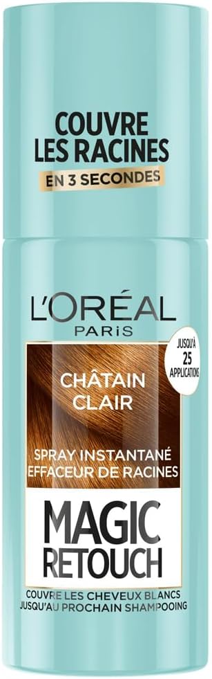 L'ORÉAL PARIS - Instant Root & White Hair Corrector Spray - Men & Women - Magic Retouch - Light Brown - 75ml - Image 1