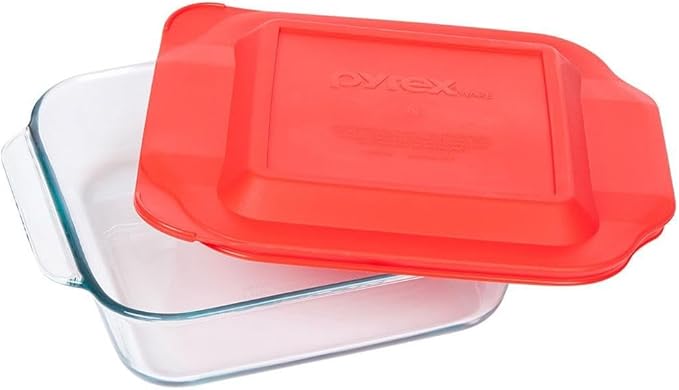 Pyrex Pyrex 8 Inch Square Baking Dish With Red Lid Ear Plug, 15 cm, Black, black (Black), Earplug - Image 1
