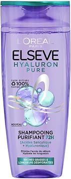 L'Oréal Paris - Purifying Shampoo 72h for Oily Scalp - Salicylic and Hyaluronic Acid Complex - Hair Care Protocol - Elseve Hyaluron Pure - 300 ml - Image 1
