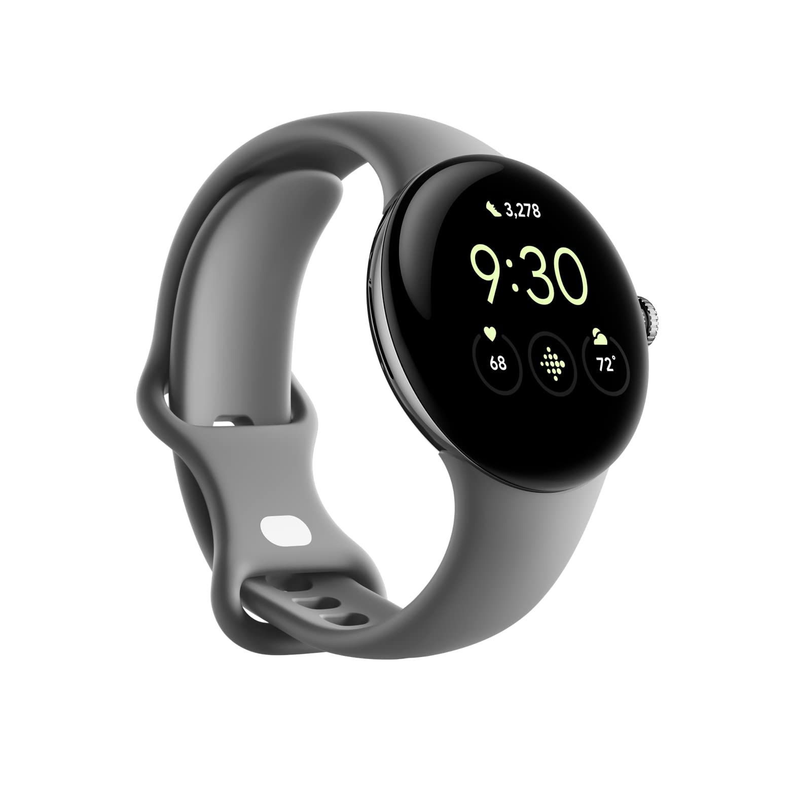 Google Pixel Watch - Android Smart Watch with Activity Tracker, Heart Rate Tracker, Polished Silver Stainless Steel Case with Charcoal Active Band - WIFI/BT (Renewed) - Image 1