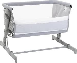 Chicco Next2Me Go Baby Cot Side Crib, Compatible with Multiple Beds, Adjustable Height, Good Air Circulation, Travel Crib, Foldable, Light Grey - Image 1