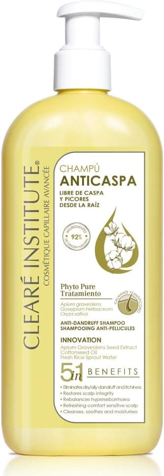 Clearé Institute Anti-Dandruff Shampoo - Cleans, Calms and Moisturizes | Free from Sulphates, Parabens or SLS Silicones | 95% Natural Ingredients | Removes Dandruff and Itching - 400ml