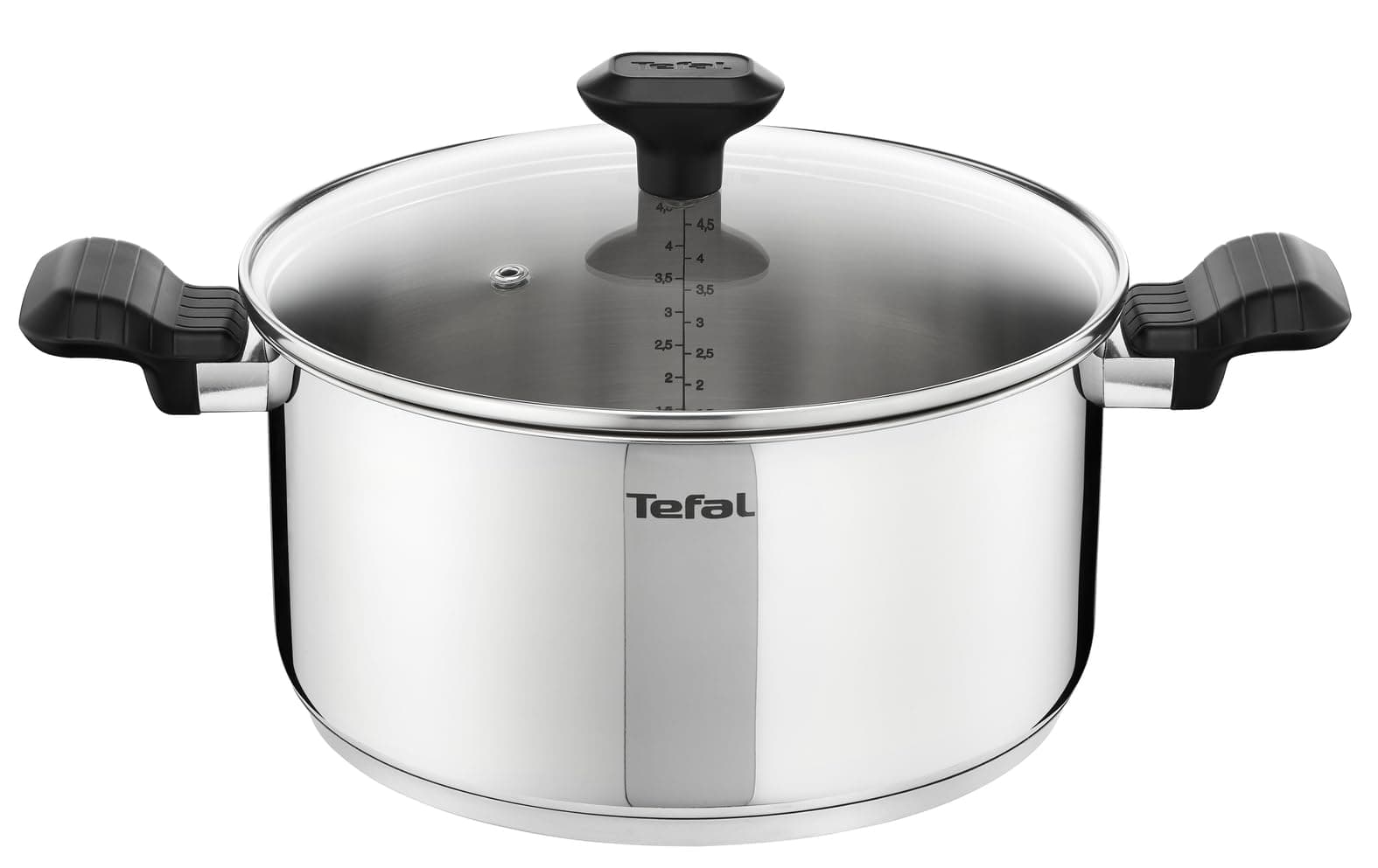 Tefal Comfort Max C9734604 Stewing Pot 24 cm + Glass Lid, Induction, High Quality Stainless Steel, Thermo-Insulated Handles, 10-Year Warranty