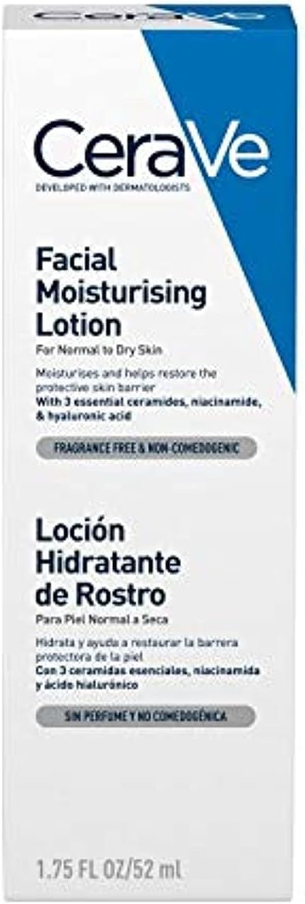 CeraVe Soins Crème Hydratante Visage Peaux Normales à Sèches 52ml pour Peau Normale, Peau Sèche à Très Sèche - Image 1