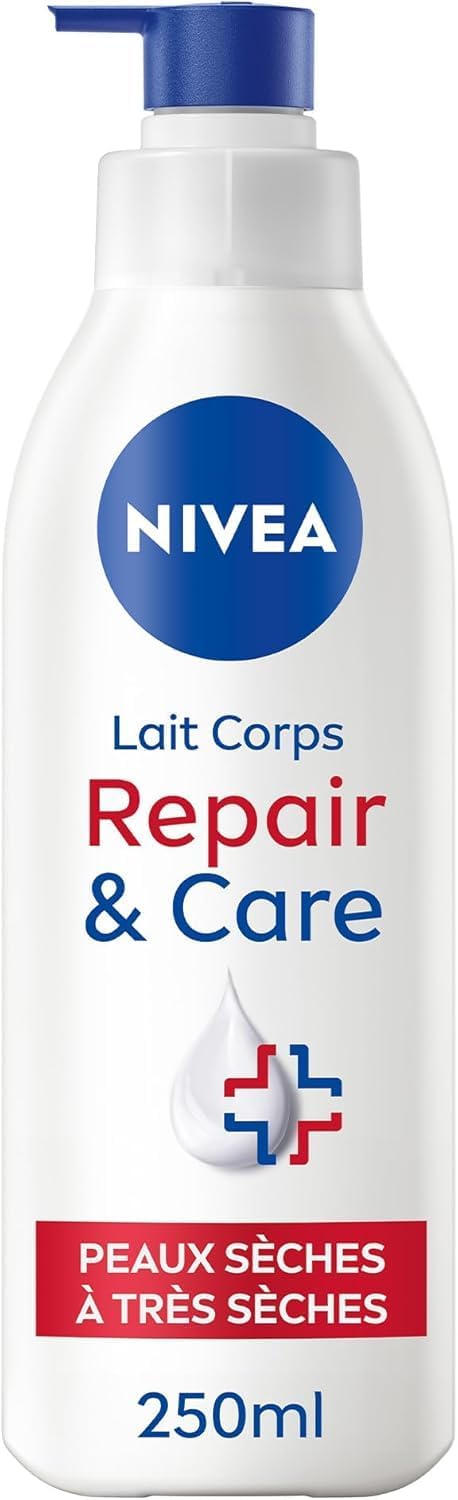 NIVEA REPAIR & CARE Lait Réparateur Corps Peaux Très Sèches (1x 250 ml) - Lait Corps Hydratant à la Glycérine, Provitamine B5 & Niacinamide - Crème Hydratante peaux rugueuses extra sèches - Image 1