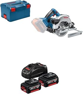 Bundle of Bosch Professional 18V System Akku Kreissäge GKS 18V-57 G (Sägeblatt-Ø: 165 mm, Schnitttiefe: 57 mm) + Battery Set (2x GBA 18V 5.0Ah Batteries + GAL 1880 HP Fast Charger) - Image 1