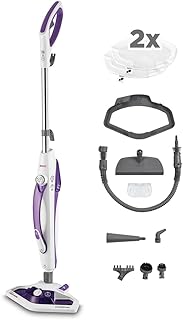 Vaporetto SV440 Dual Steam Cleaner, 2-in-1 Mop or Hand Cleaner, 11 Accessories Included, Heating in 15 Seconds, Removable Reservoir, White and Purple - Image 1