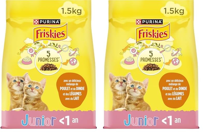 FRISKIES Junior Chicken, Turkey, Milk and Vegetables - 1.5 kg - Kitten Kibble (Pack of 2) - Image 1