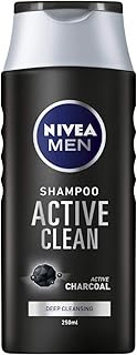 Nivea Men Shampooing Active Clean (250 ml) pour homme au charbon actif pour cheveux normaux à gras, shampooing nettoyant en profondeur pour homme avec parfum masculin frais - Image 1