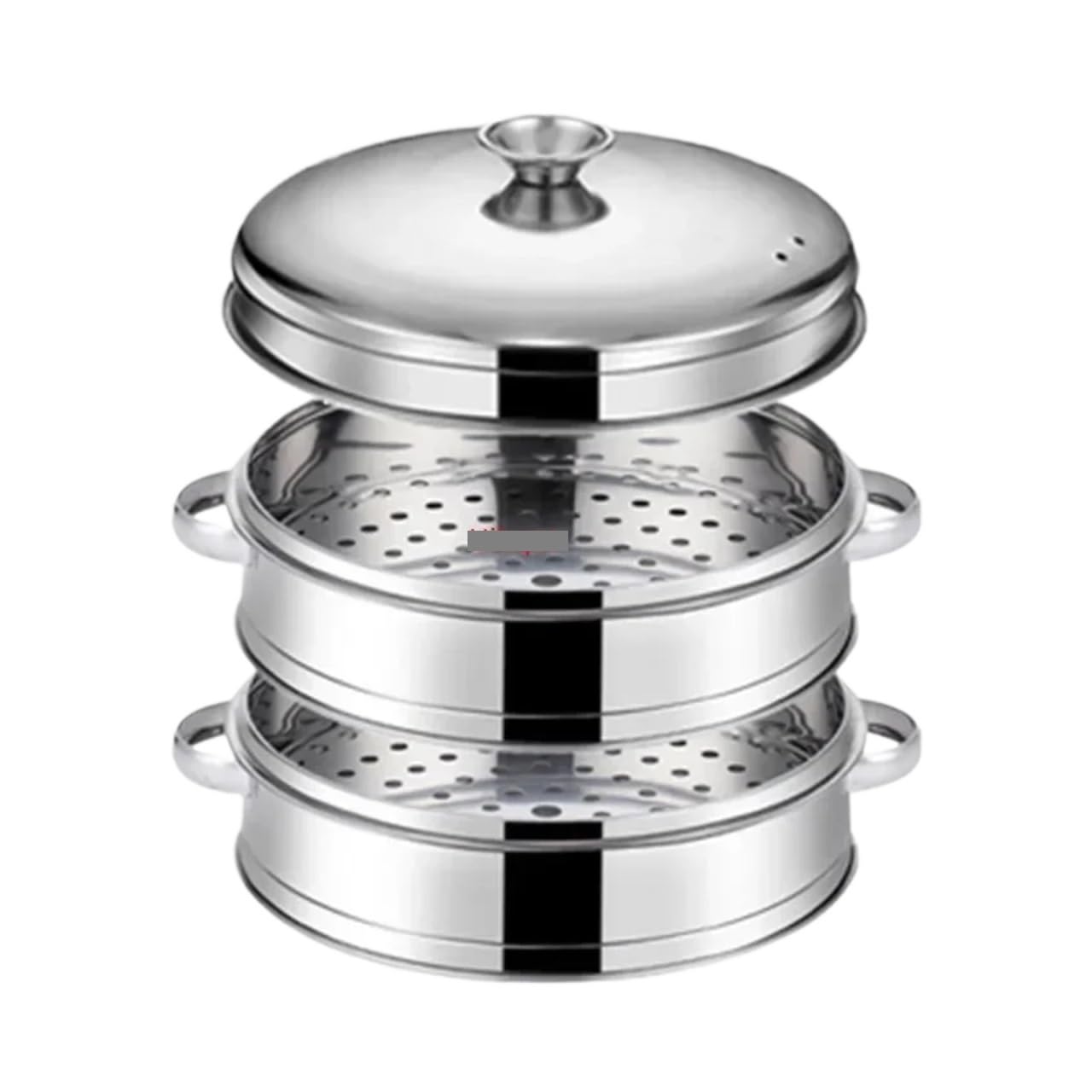 Panier vapeur en acier inoxydable for poisson, panier à pain farci à la vapeur, ustensiles de cuisine, insert multicouche avec support, panier vapeur Instant Pot pour la cuisine(31.4cm 2 layer 1 Lid) - Image 1