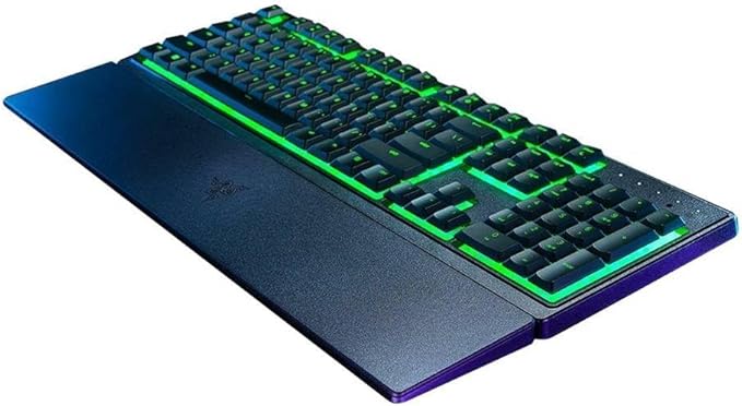 Razer Ornata V3 X, Membrane Gaming Keyboard with Silent Membrane Switch (UV Coated Button Cover, Ergonomic Wrist Rest Razer Chroma RGB), German Keyboard, Black - Image 1