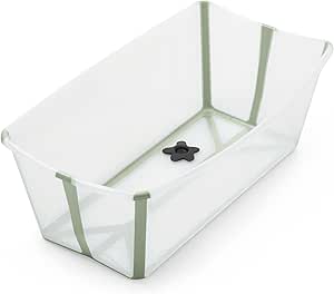 Stokke Flexi Bath, Transparent Green - 64×24×34 cm - Lightweight, Durable, Easy to Store - Ideal for Home or Travel