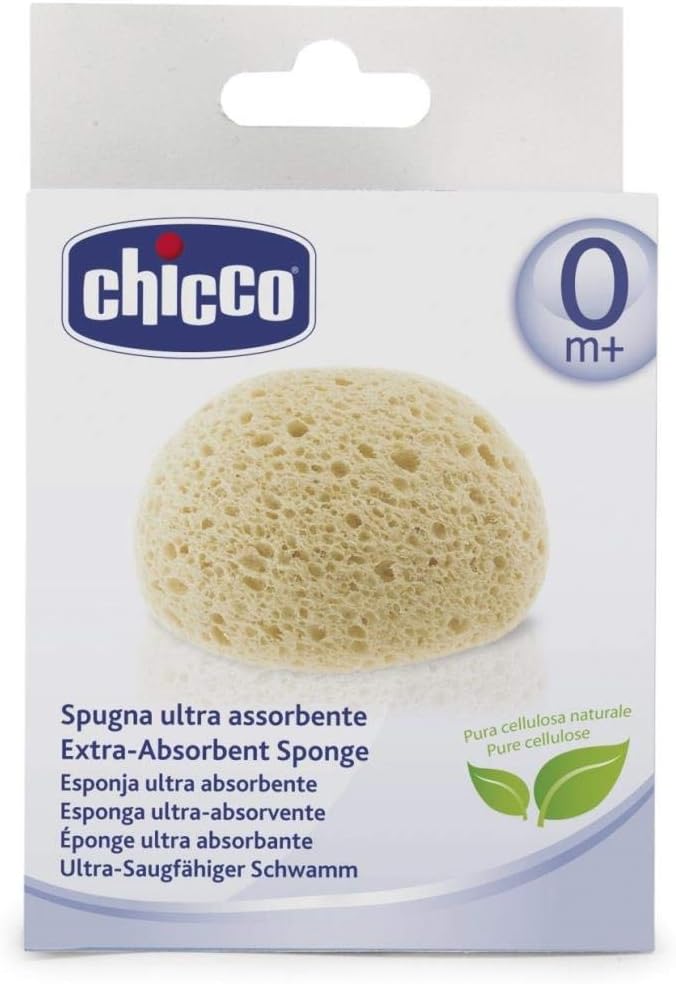 Chicco Ultra Absorbent Sponge, Delicate Baby Bath Sponge, Soft for Sensitive Skin, Sponge for Kids, Yellow, 0m+ - Image 1
