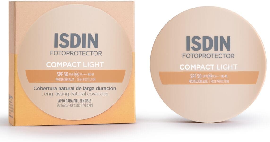 ISDIN Fotoprotector Compact Light SPF 50 (10 g) | Compact Face Sun Protection | Light Texture with Immediate Absorption