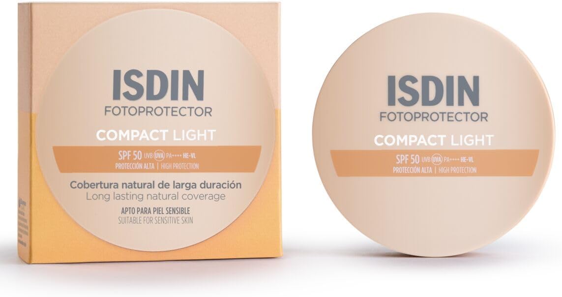 ISDIN Fotoprotector Compact Light SPF 50 (10 g) | Compact Face Sun Protection | Light Texture with Immediate Absorption - Image 1