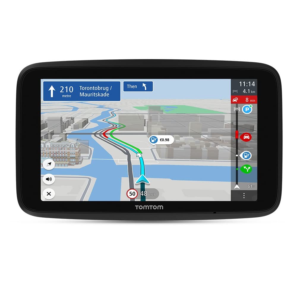 TomTom GPS Voiture GO Discover, 5 Pouces, Info Trafic, Alertes de Zones de Danger, Cartes Monde, Mise à Jour Rapide Via WiFi, Parking, Prix du Carburant, Fixation Magnétique Alimentée Noir - Image 1