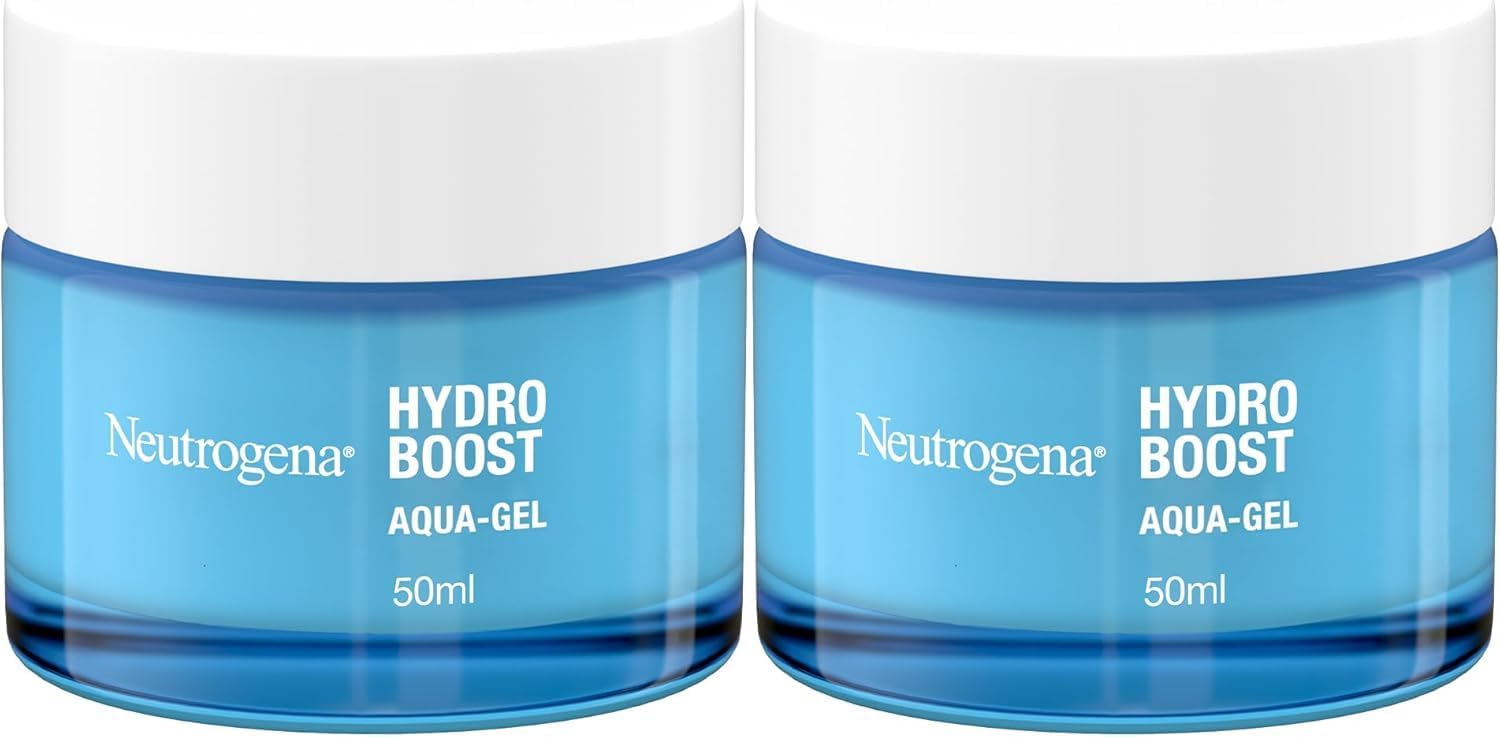 Neutrogena Aqua-Gel Hydro Boost (2 x 50 ml jars) - Hyaluronic Acid, Amino Acids and Electrolytes Facial Care - Gel for Normal to Combination Skin - Image 1