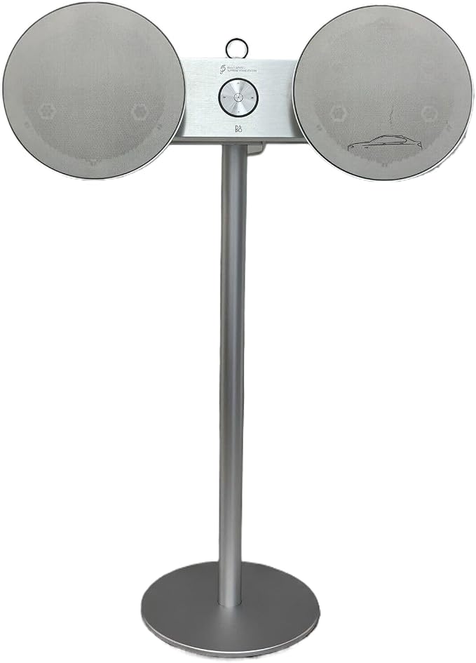 Aluminum Alloy Speaker Stand Compatible with Bang & Olufsen Beoplay A8 MK1 MK2 Speakers, Built-in Power Cord and Screw Mount Audio Design (Silver) - Image 1