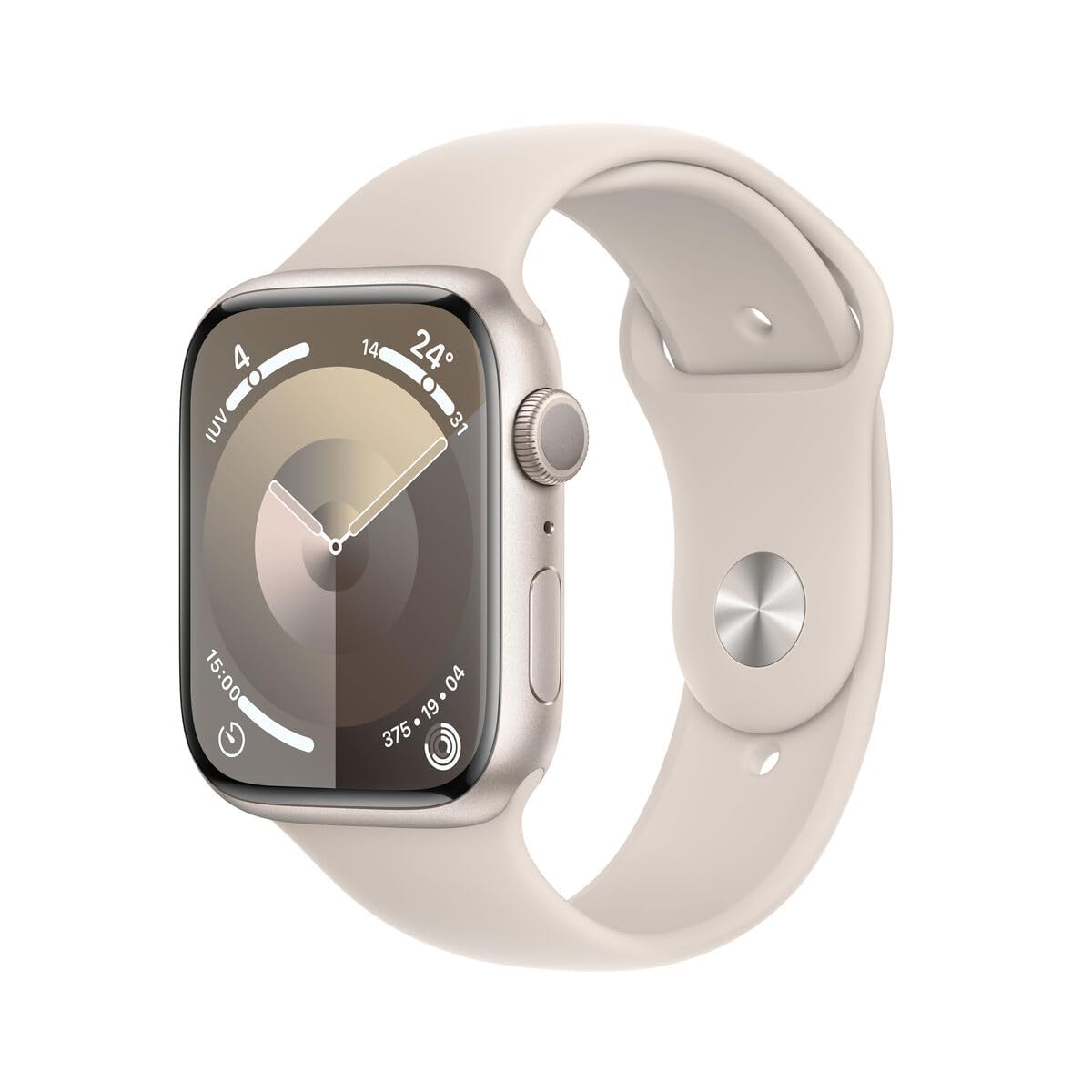 Apple Watch Series 9 (GPS, 45MM) - Stellar Light Alluminium Case with Stellar Light Sport Strap, M/L (Refurbished) - Image 1