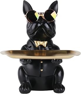 Bulldog Statue Multifunction Resin Decorative Dog Tray Creative Box Dog Keychain Applicable for Storing Collars, Bracelets, Decorative Sculptures - Image 1