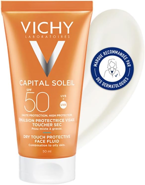 Vichy, Capital Soleil, Émulsion Toucher Sec, SPF50, Protège & Matifie, Pour Peaux Mixtes à Grasses, 50 ml - Image 1