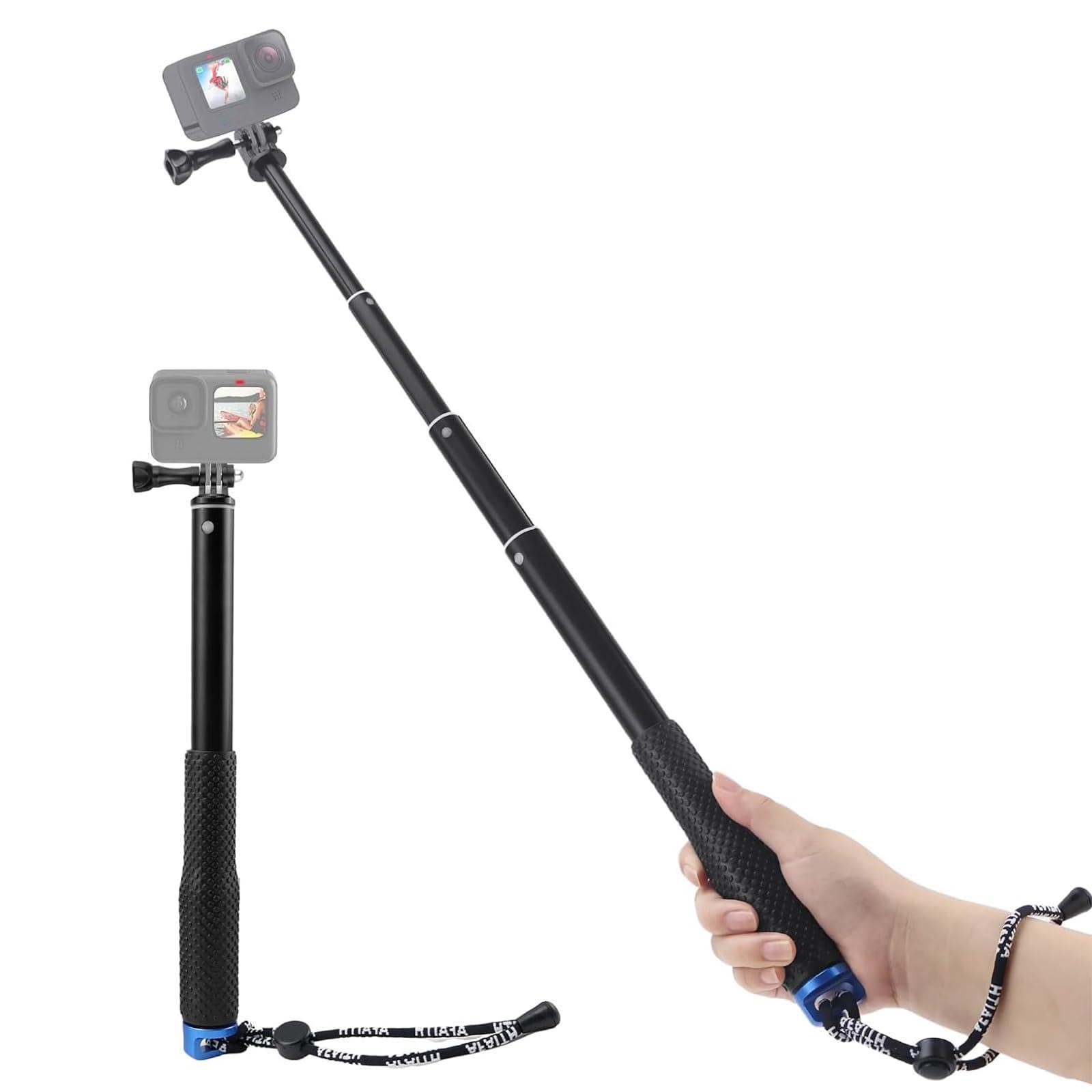 Selfie Stick, 49 cm Waterproof Pole for GoPro Selfie Stick Telescopic Action Selfie Stick Telescopic Waterproof Adjustable Monopod Stick Handle Anti-Slip Stick for Sports Cameras - Image 1